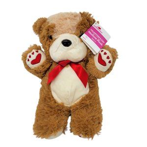 Puppy Dog Stuffed Plush Animal 14" Brown Valentine's Day Heart Paws KellyToy NWT